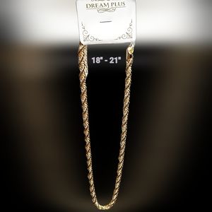 NWT GOLD ENAMEL BRAIDED CHAIN NECKLACE 18"-21" LENGTH!